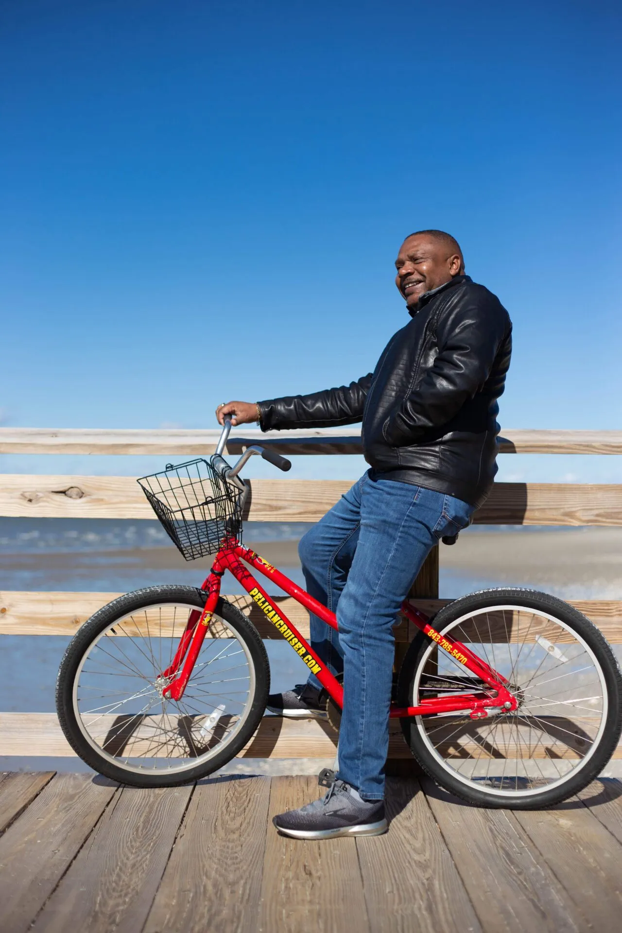 Happy Peddling Pelican customer in Harbour Town, Hilton Head