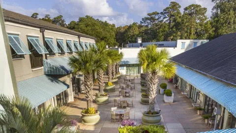 The Shops at Sea Pines Center courtyard, home of Peddling Pelican