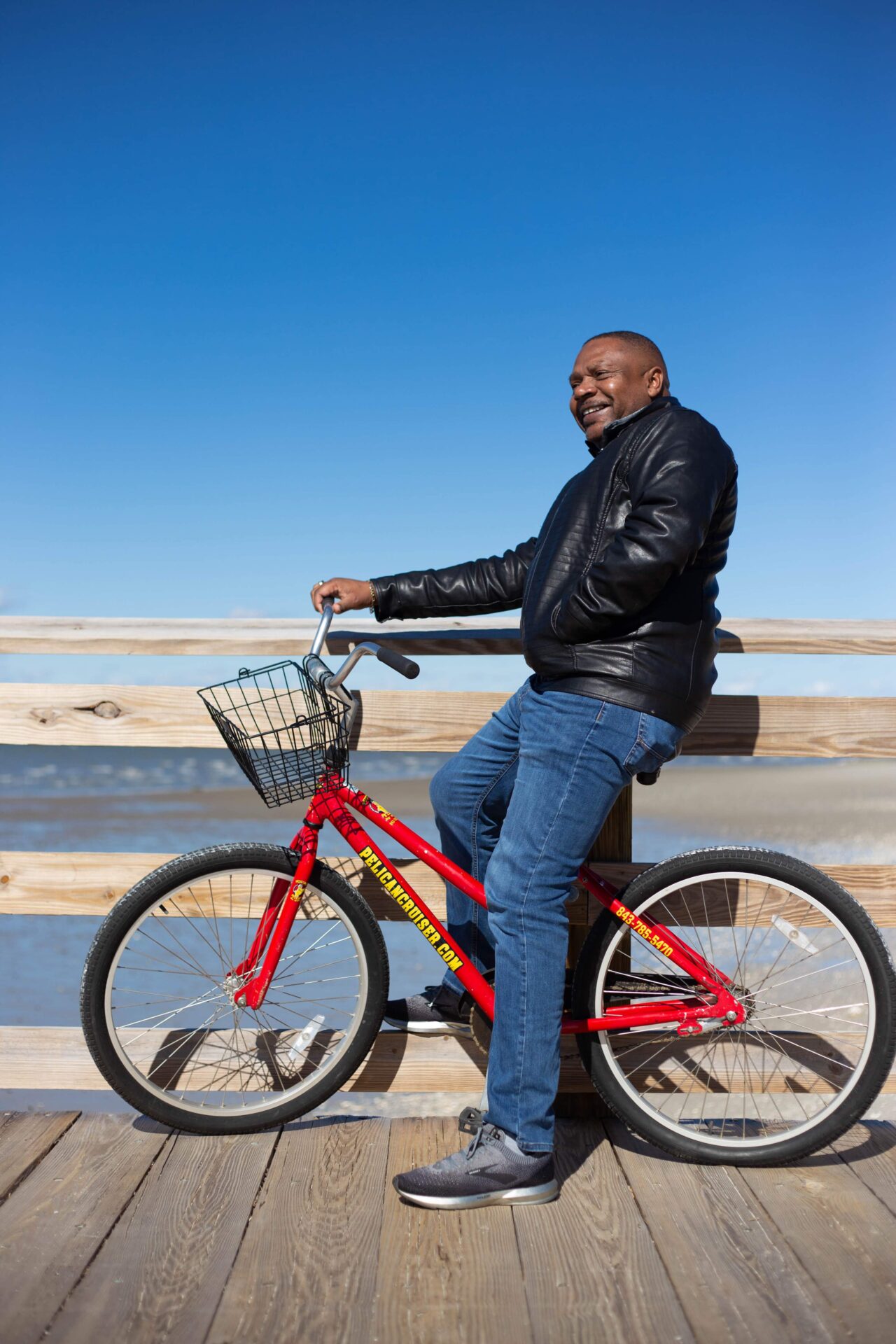 A happy Peddling Pelican customer in Harbour Town, Hilton Head